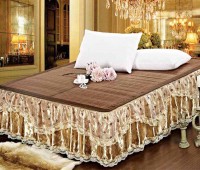 思侬 韩版蕾丝边床裙床罩 1米5床 床上用品 咖啡色